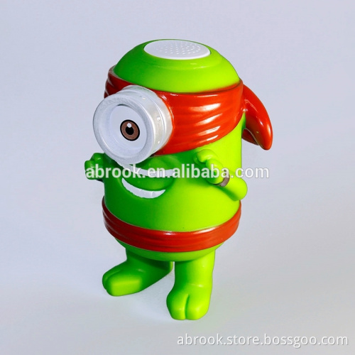 2015 new cartoon minion bluetooth wireless microphone mini speaker with fm raido